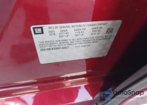 2017 Cadillac Xts Luxury из США, поврежденный, VIN 2G61M5S39H9148827